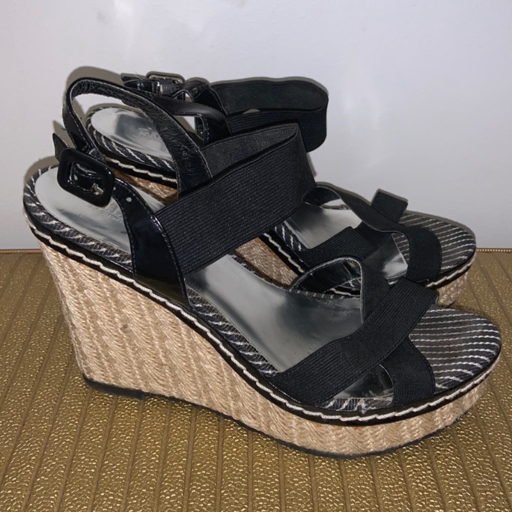Y2K Black Wedge Sandals